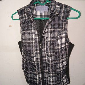 Laura Scott; Black and Gray plaid vest